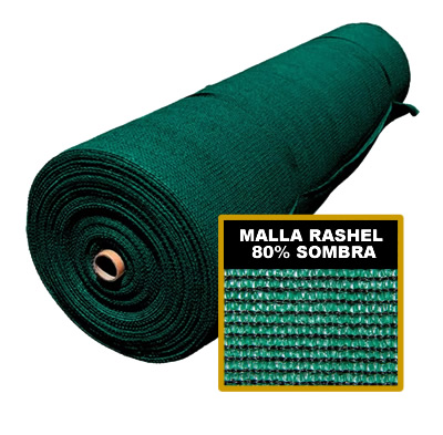 Malla Raschel con 80% de sombra instalada para protección solar